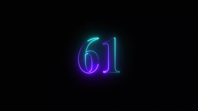 A neon 61 text icon featuring glowing, vibrant hues with a sleek, modern design. The letters pulse and flicker, creating a futuristic and dynamic visual effect.