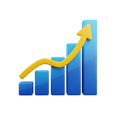Business Growth Progress Chart Upward Trend Success Concept with transparent background