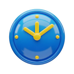 Blue 3D Clock Icon Time Management Concept with transparent background