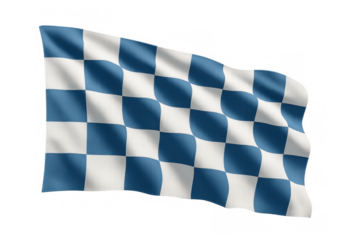 Bavaria flag waving, check pattern blue and white, traditional german symbol, transparent background