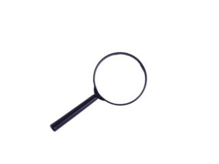 Magnifying glass for search, discovery, and analysis on transparent background, perfect for web design, business, and detective concepts.
