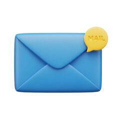 New Email Mail Notification 3D Icon Digital Communication with transparent background