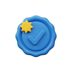 Verified Premium Quality Checkmark Badge 3D Icon with transparent background