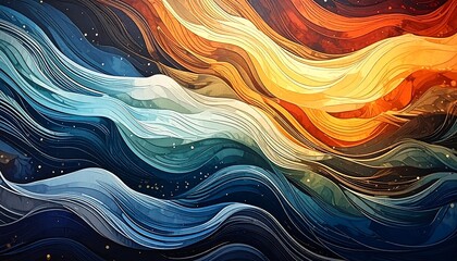Abstract Waves of Color - A Dynamic and Energetic Composition.