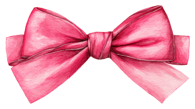 Watercolor Pink Ribbon Bow