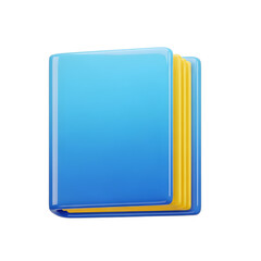 Modern Blue 3D Book Icon Learning Education Business Document with transparent background