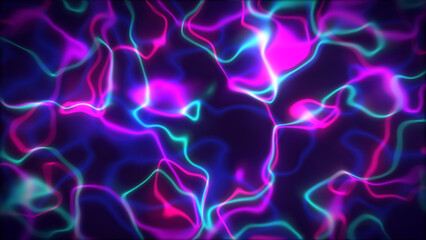 Vibrant neon light background with glowing lines and abstract patterns