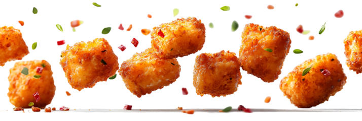 Crispy golden brown food items prepared for display