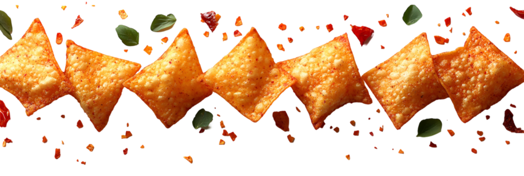 Crispy golden brown food items row