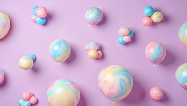 Colorful Easter eggs on white and blue background