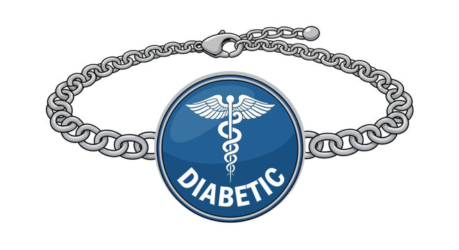 Stylish diabetic alert bracelet with caduceus medical symbol offers vital identification and peace of mind