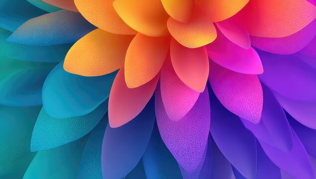 Abstract flower petals in vibrant, layered colors