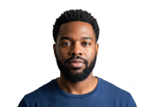 Close up portrait of a young black man isolated on transparent background