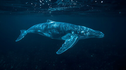 Obraz premium big whale in deep sea