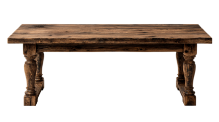 Rustic distressed wooden table with carved legs