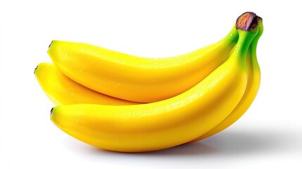 A Bunch Of Ripe Yellow Bananas With Water Droplets On A White Background With Soft Shadow And Studio Lighting