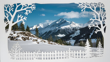 Wintertime snow-covered mountain scenery