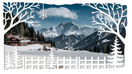 Wintertime snow-covered mountain scenery