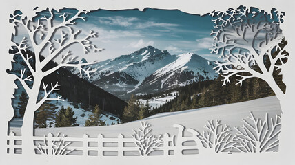 Wintertime snow-covered mountain scenery