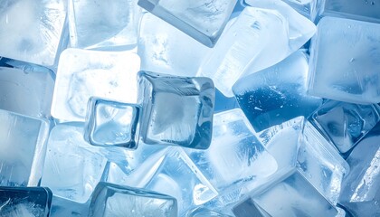 Refreshing Ice Cubes - A Close-Up of Frozen Water.