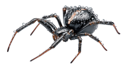 Spider's Raindrop Embrace: A striking macro captures a captivating spider adorned with delicate raindrops, revealing intricate details of its anatomy.