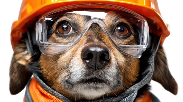 Construction Dog: A loyal canine dons construction gear, embodying safety and dedication in a unique perspective.