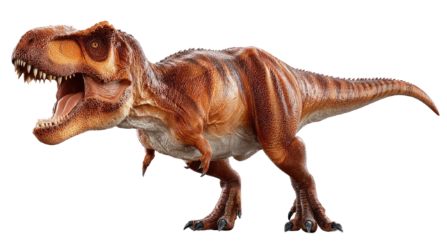 Tyrannosaurus Rex: A powerful and fearsome Tyrannosaurus Rex in striking detail, showcasing its massive size, sharp teeth, and imposing presence.