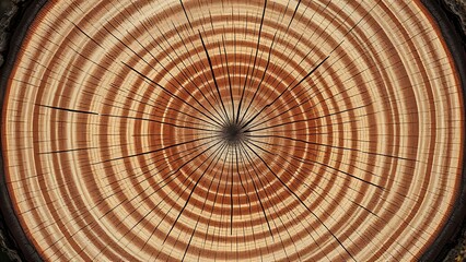 crosssection. A detailed cross-section of a tree stump, highlighting natural wood grain and age rings in even lighting. gardening catalogs.