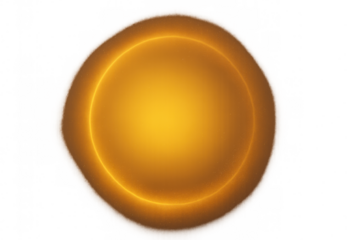 Golden glowing circle with soft light effect, abstract shining design element, transparent background for digital art
