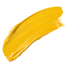 Yellow paint stroke on white background