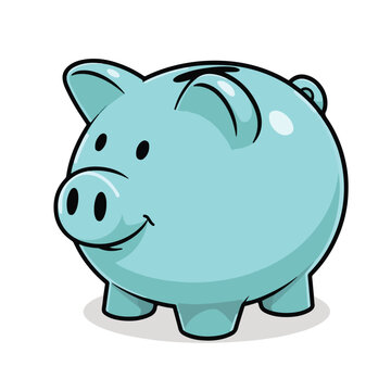 Cute Blue Piggy Bank Saving and Finance Icon