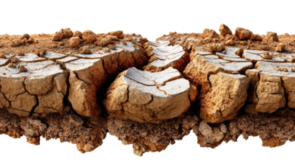 Dry Earth: Cracked earth, a visual testament to the impact of drought and aridity, revealing nature's resilience