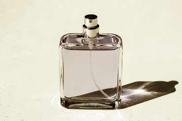 Minimal Perfume Bottle Glass Container with Shadow Luxury Fragrance Design Concept