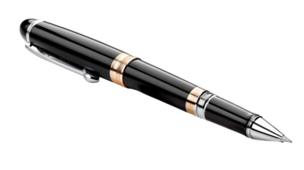 Elegant Black Rollerball Pen: A sophisticated rollerball pen, crafted with sleek black barrel, fine details, offering a timeless writing experience.
