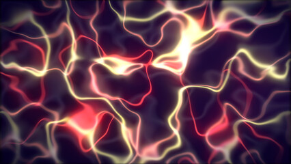 Abstract background with glowing lines in yellow and red color tones