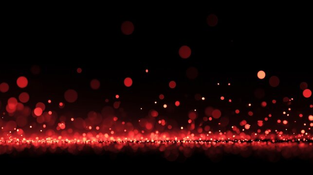 A Captivating Display of Glowing Red Particles Against a Dark Background, Creating a Mesmerizing Visual Experience of Light and Depth - Powered by Adobe