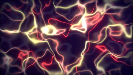 Abstract background with glowing red and yellow lines creating a fluid motion