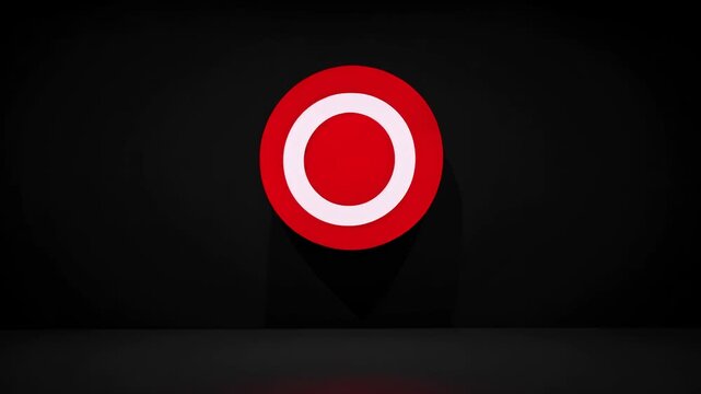 bold 4K animation red circular warning sign exclamation mark glowing black background symbolizing caution urgency digital alerts ideal interfaces road safety system notifications