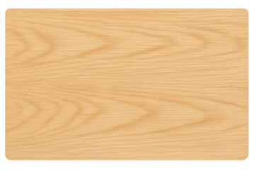 Fototapeta premium Light brown wood grain texture rectangular chopping board displaying natural aesthetic and culinary concept with transparent background