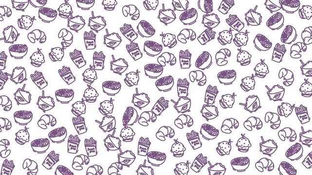 A vibrant seamless pattern featuring assorted candies and sweets in bright colors, ideal for festive and playful designs related to desserts, celebrations, and treats.