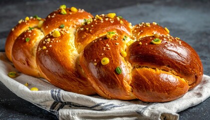 Golden Braided Challah Bread - A Delicious and Festive Treat.