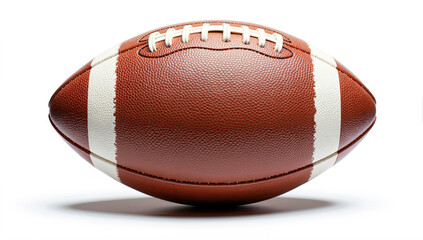 Realistic American football on white background, professional studio lighting, detailed leather texture, symbol of sport, game, and athletic energy