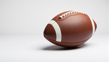 Realistic American football on white background, professional studio lighting, detailed leather texture, symbol of sport, game, and athletic energy