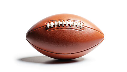 Realistic American football on white background, professional studio lighting, detailed leather texture, symbol of sport, game, and athletic energy