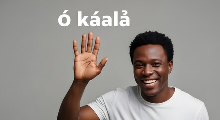 A cheerful man with a warm smile extends his hand in a friendly greeting, creating a welcoming and inviting atmosphere against a neutral backdrop