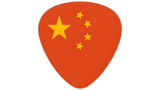 Vibrant guitar pick with China flag for music enthusiasts and patriotic celebrations, perfect for promoting cultural events and national pride