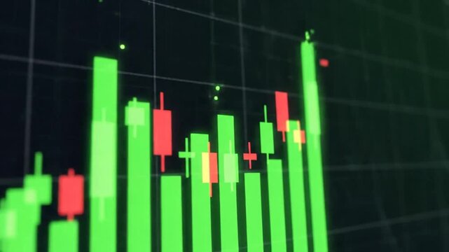 Bullish candlesticks ascend on financial chart