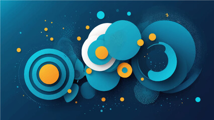 Abstract blue technology background with light circles and digital wave pattern