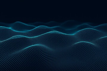Abstract blue digital wave pattern, representing data flow, over dark background.