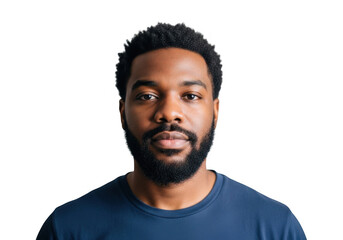 Obraz premium Man with beard wearing blue t shirt isolated on transparent background